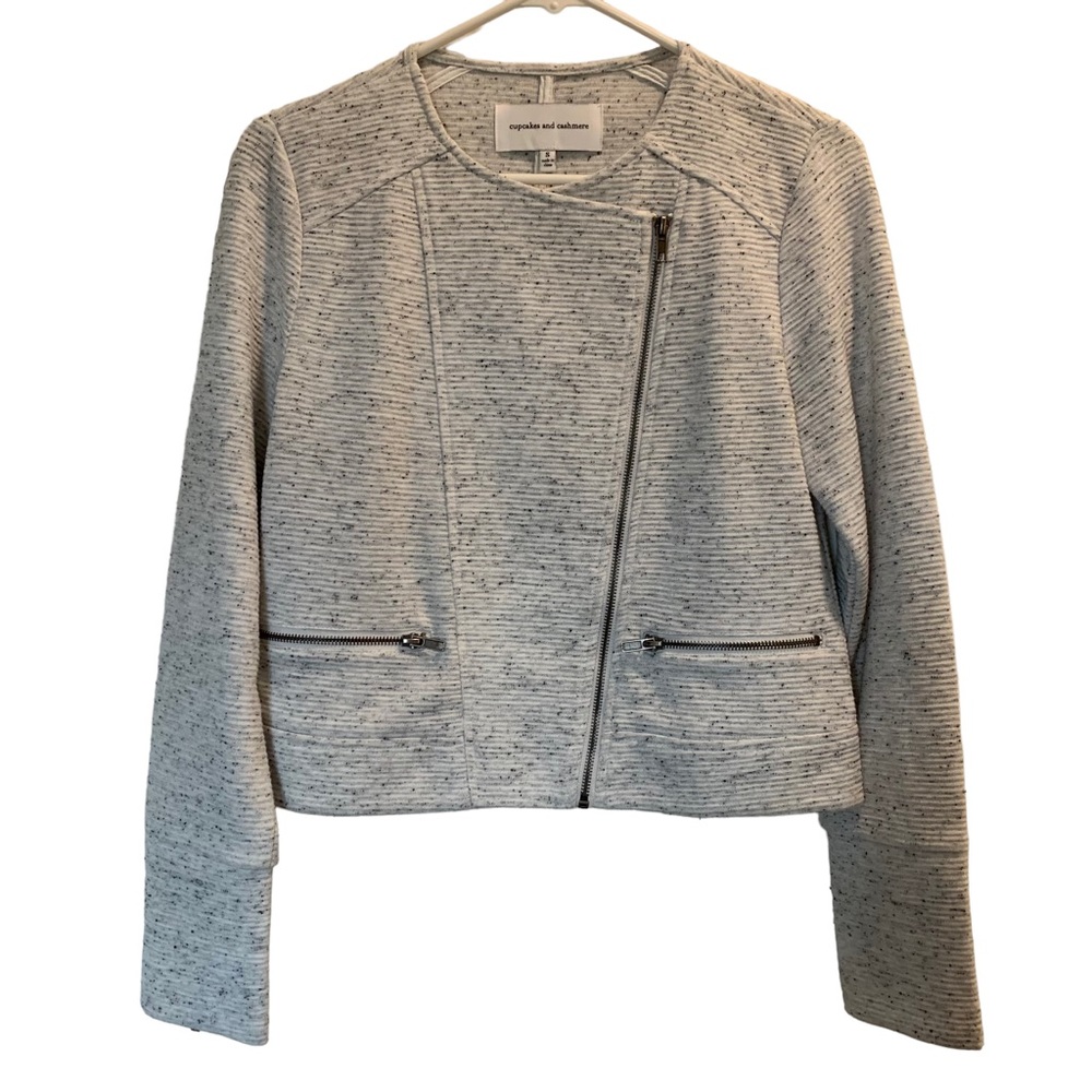 Cupcakes & Cashmere Moto Jacket Light Gray Size Small